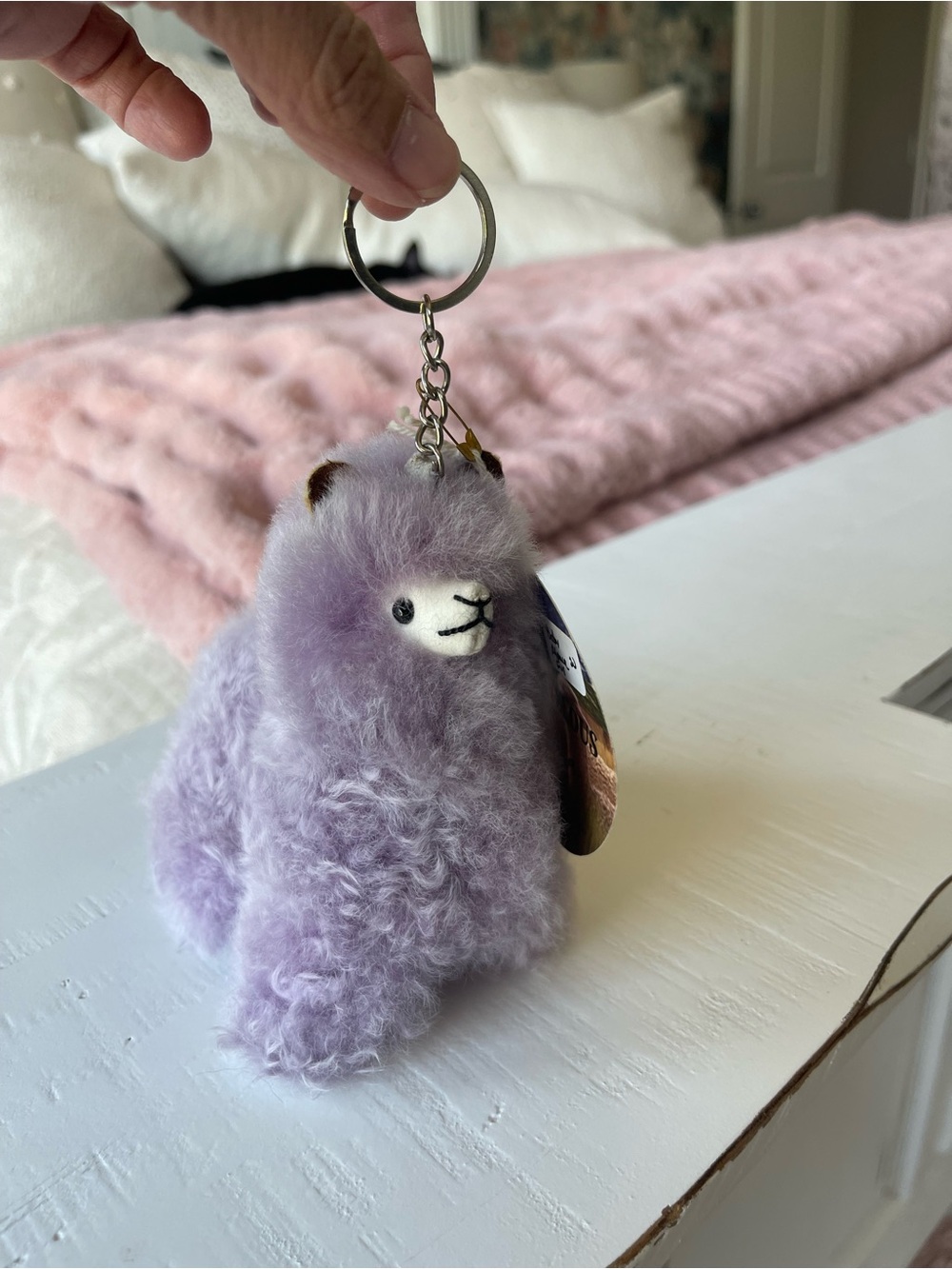 Lavender Plush Alpaca Key & Card Holder Keychain - Picture 2 of 5